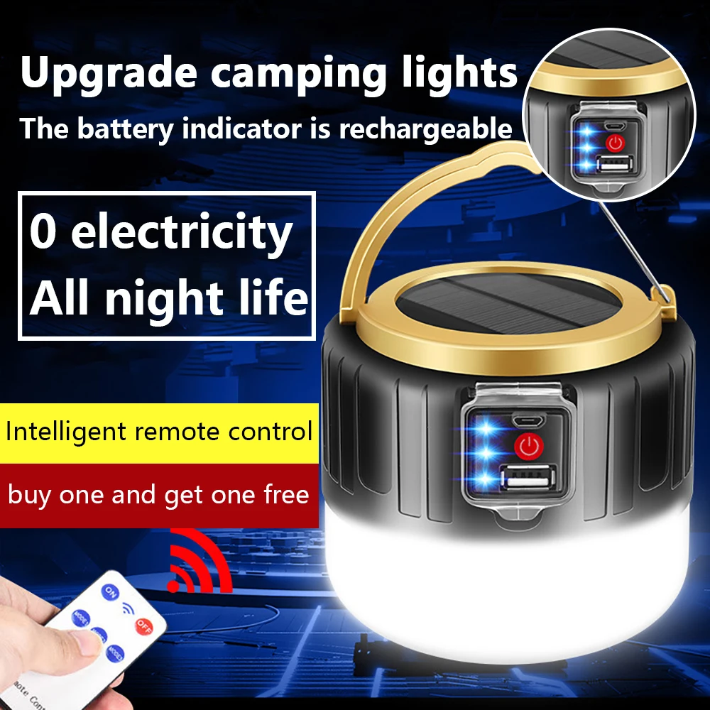 Newest 280W Camping Light Solar Outdoor USB Charging 3 Mode tent Lamp Portable Lantern Night Emergency bulb Flashlight For BBQ 7