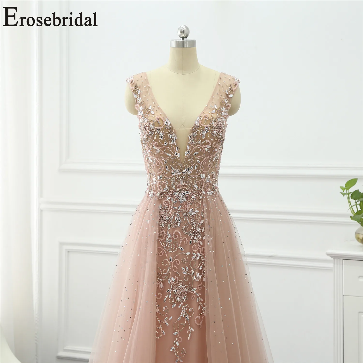 Erosebridal платье с бисером элегантное вечернее платье длинное без рукавов длинное вечернее платье для женщин