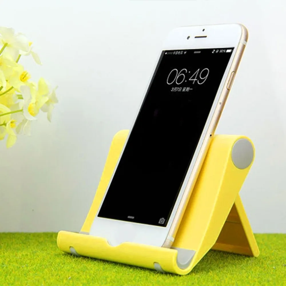 Универсальный складной настольный держатель для мобильного телефона, настольная подставка для iPhone 8, 7, 6 Plus, подставка для планшета, подставка для телефона для всех мобильных телефонов - Цвет: Yellow