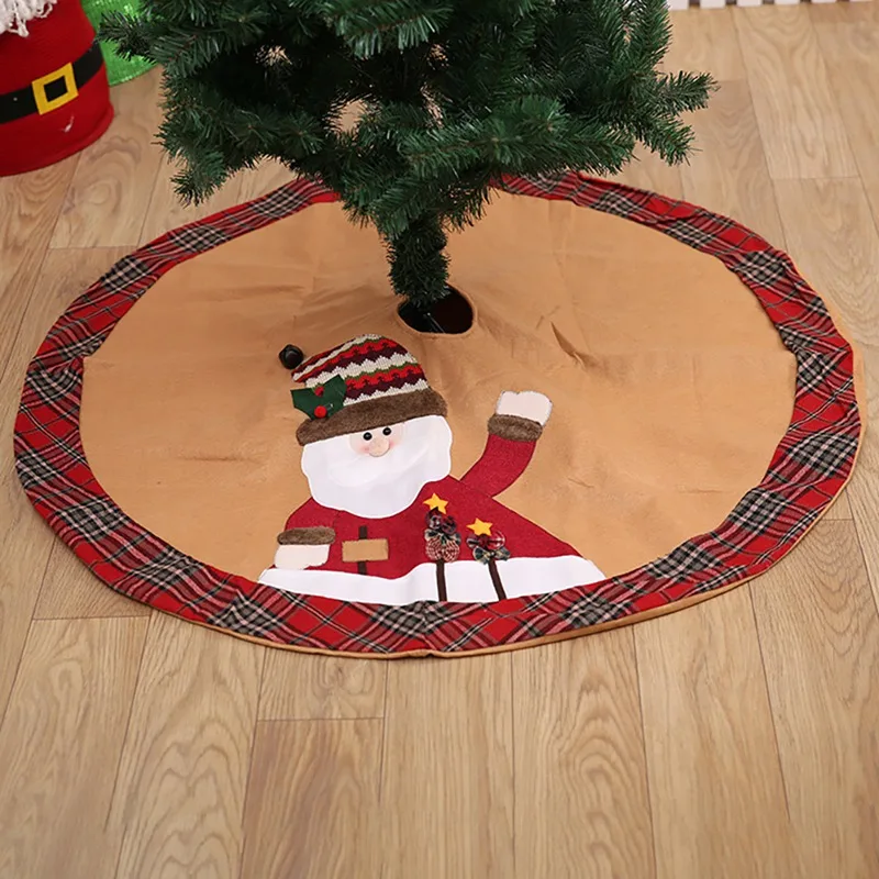 Lovely Christmas Tree Skirts Flannelette Santa Claus Snowman Tree Skirts Christmas Tree Ornaments Diameter 105 Cm