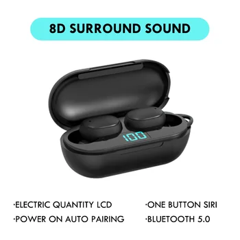 

Wireless Bluetooth headset H6 TWS intelligent Bluetooth earphone 5.0 LED power display 8D surround stereo sound effect