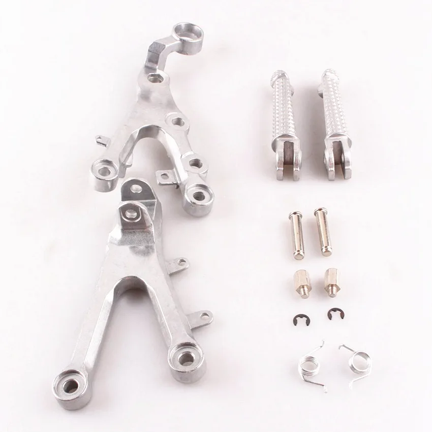 Переднего пассажира подножки для ног кронштейн для Yamaha YZF R6 2006-2011 2007 2008 2009 2010 Алюминий серебро