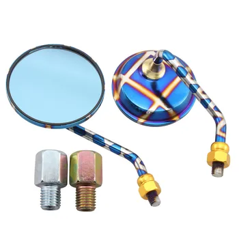 

10mm Motorcycle Scooter Round Rear View Mirror Handlebar Mount Side Mirrors Universal