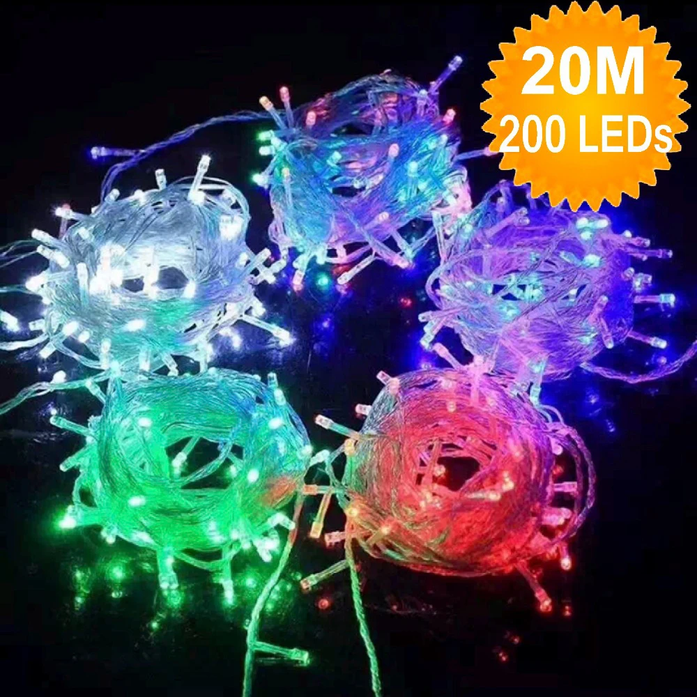 20 м 64ft 200 LED Свадебная вечеринка светящиеся гирлянды 110V/220V Рождественские огни для