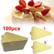 100 шт Золотой мусс доски для торта кекс десерт Дисплей лоток, свадебный день рождения торт декоративная выпечка набор посуда для выпечки торт инструмент