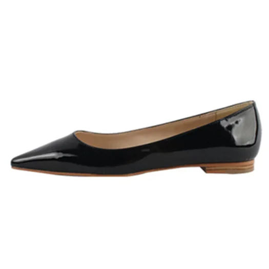 black patent glitter ladies gray grey flats large size yellow slip on patent leather pointed toe women work plain designer shoes china - Цвет: black patent