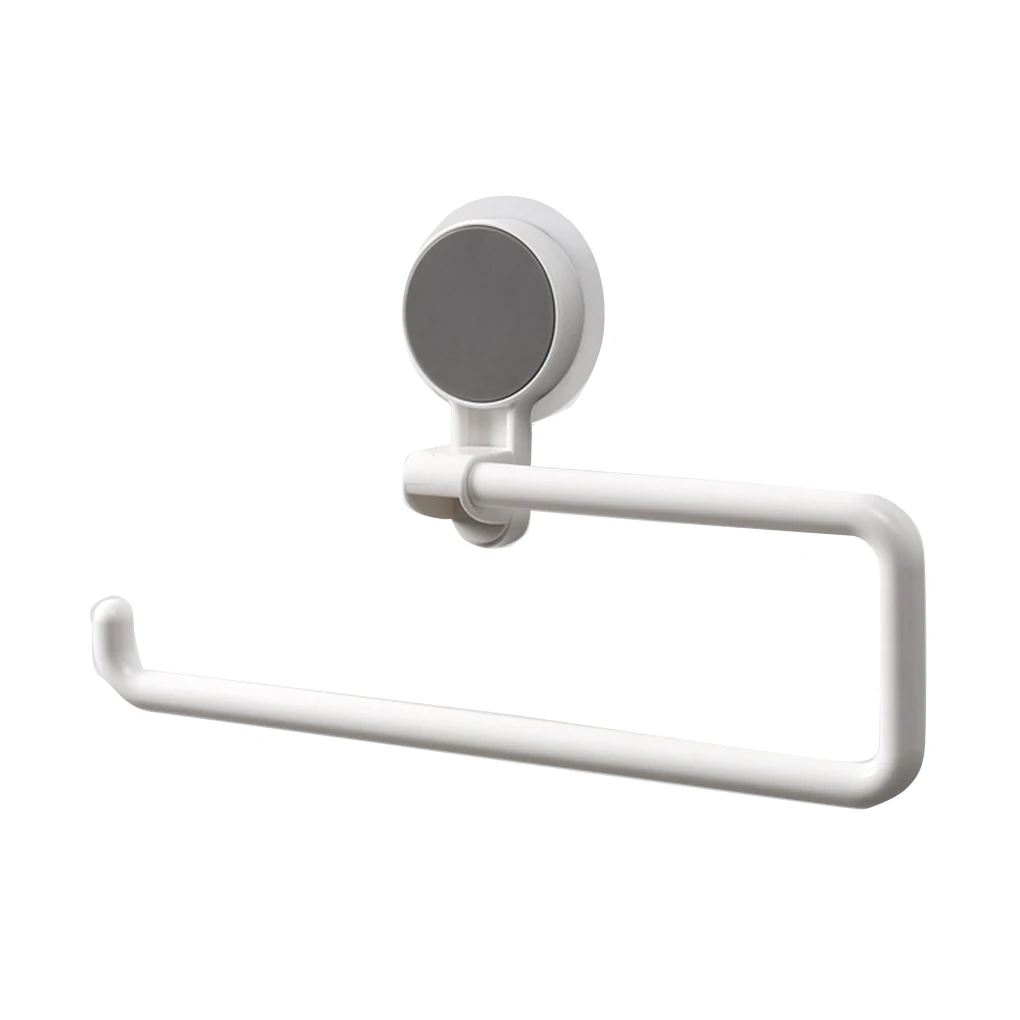 Toilet Paper Holder Kitchen Towel Hook Bathroom Sucker Rack Rotatable Wall-mounted Roll Paper Shelf Organizer