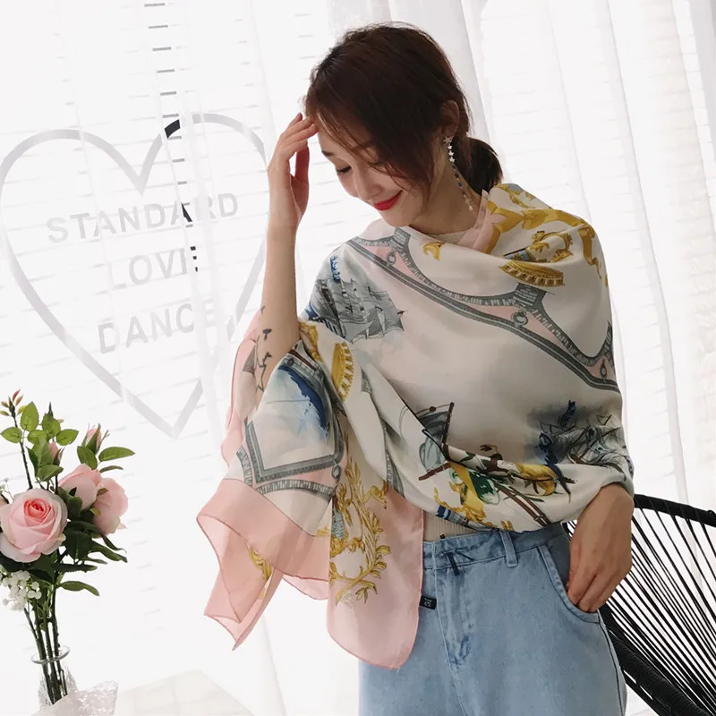 Мягкий чистый Шелковый шарф Элитный бренд хиджаб новая шаль женский длинный