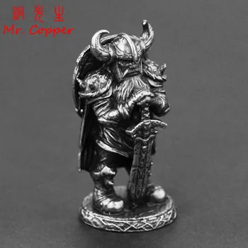 

White Copper Viking Swordsman Figurines Miniatures Metal Brass Solider Model Desktop Ornament Craft Decoration Accessories Toy