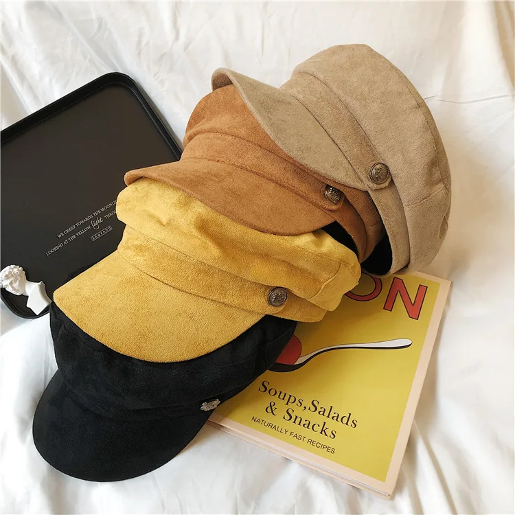 

Online Celebrity Celebrity Style Hat Women's Autumn And Winter Days Korean-style Suede Military Cap Fashion Versatile Retro Cric