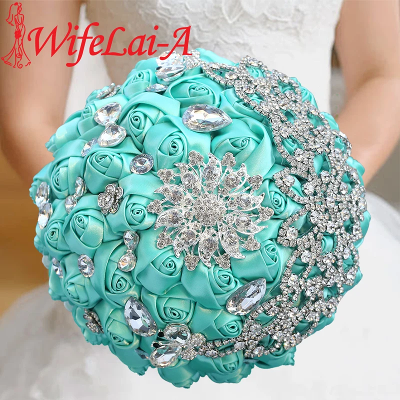 18cm Romantic Wedding Bride 's Bouquet Mint Green Stain Wedding Flowers