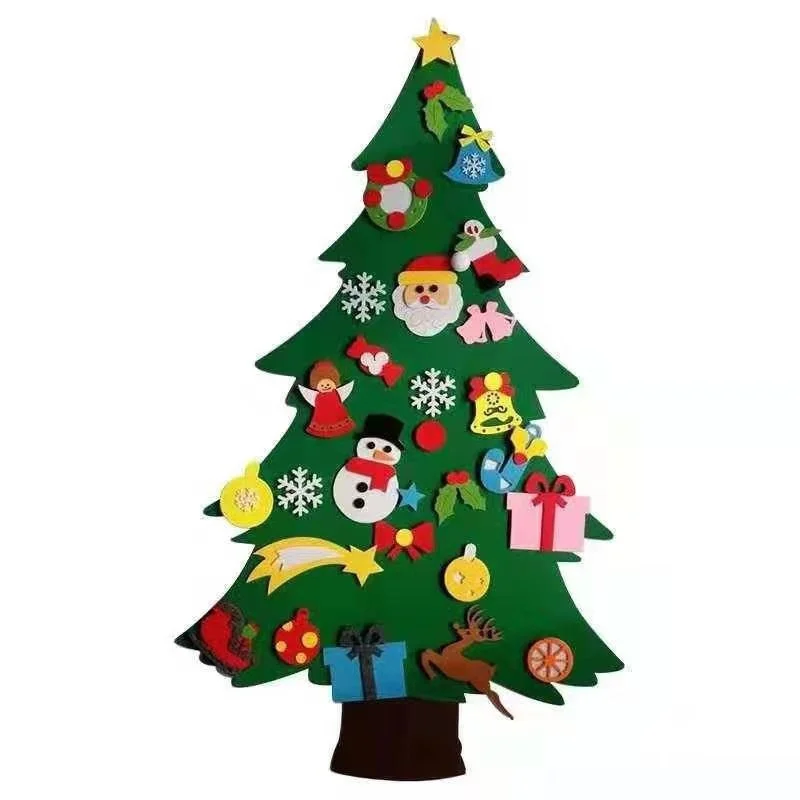 100x60cm DIY фетровая Мини Рождественская елка для детей настенные новогодние подарки игрушки Дерево ручной работы двери настенные подвесные рождественские игрушки украшение - Цвет: 100x60cm