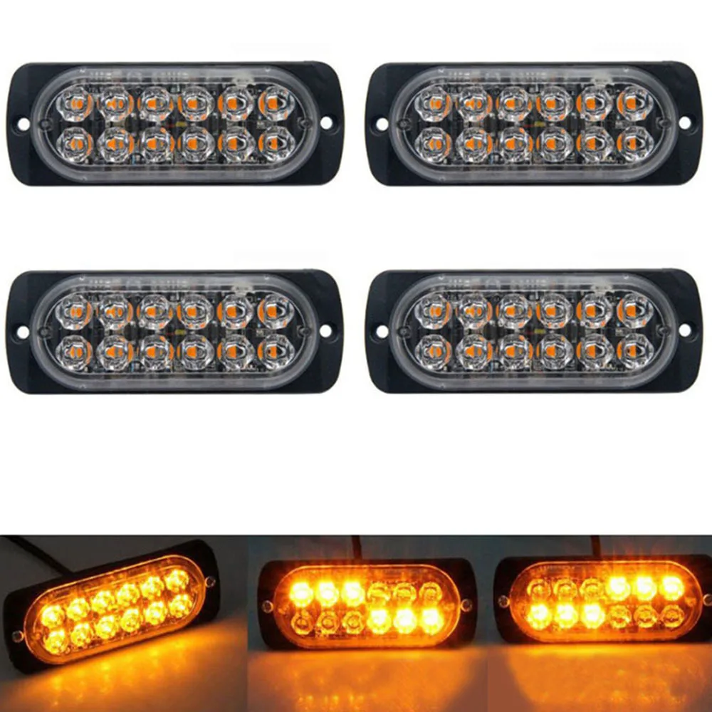 4X 6 LED Car Truck Emergency Amber Strobe Flashing Beacon Breakdown 12//24V Light
