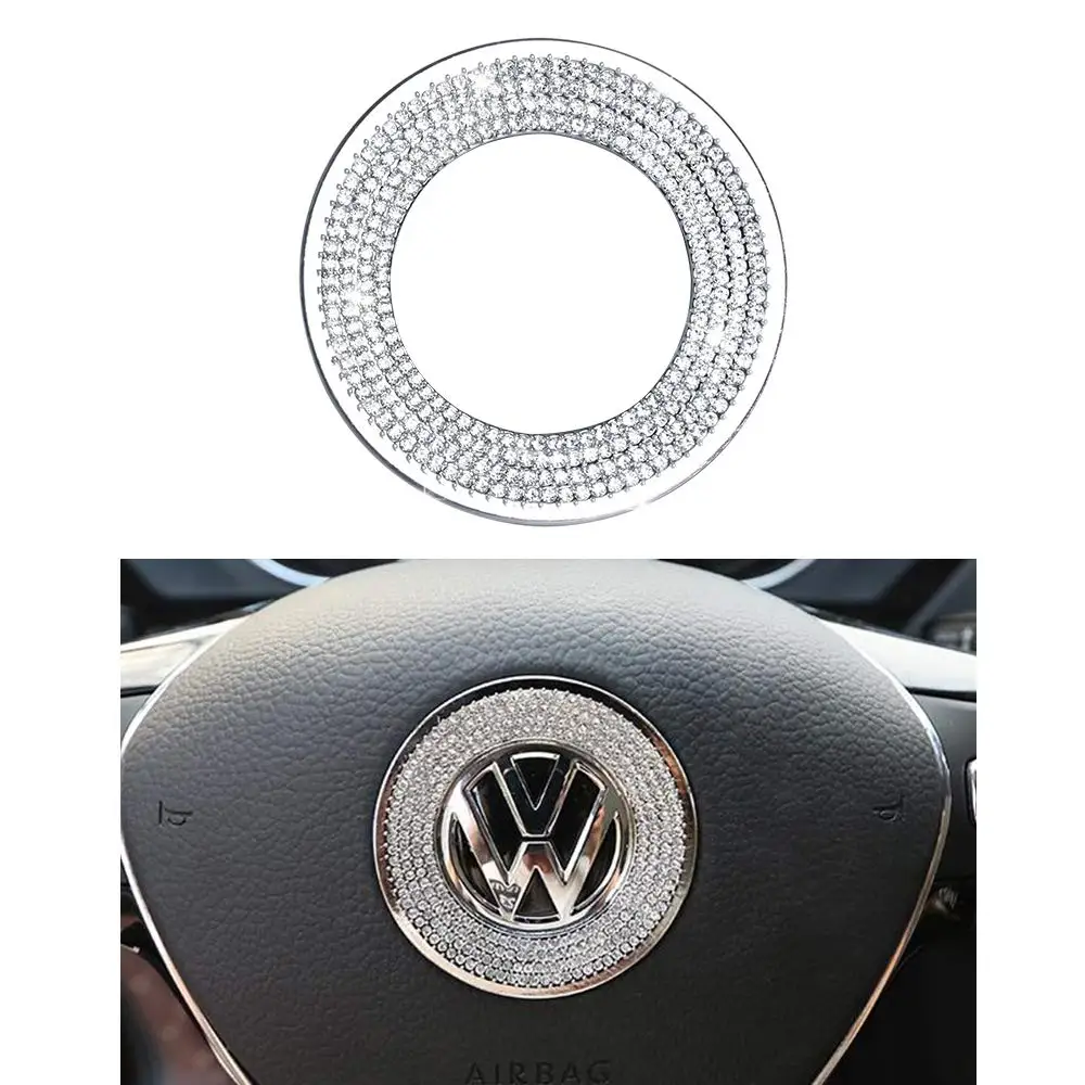 VW Compatible Steering Wheel Logo Caps Decals Sticker Jetta Passat Golf Tiguan Arteon Atlas Covers Crystal Silver Decoration Uncategorized 6ee592b94717cd7ccdf72f: Gold|Sliver