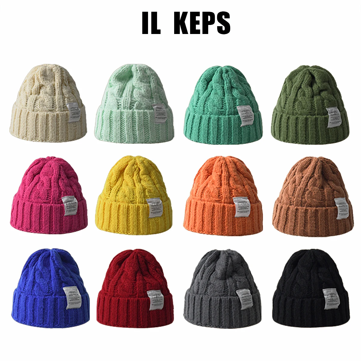 

IL KEPS Big Hat WOMAN ACCESSORI Beanie Women's Hat Ladies Cap For Female Acrylic Yarn Labeled Kpop Cotton Soft Warmth ZZM066