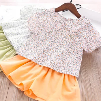 

2020 Summer Girls Sets Printed Floral T Shirt and Shorts Children's Clothing Wholesale