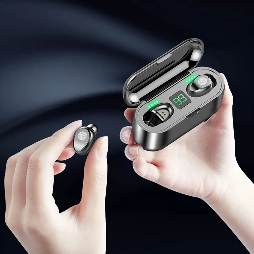 Stereo Wireless Earphones 5 0 2000amh Earbuds Mini Headset LED Stereo Headphones Touch Control With Charging Case