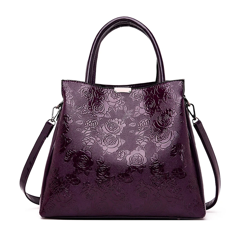 Новинка, комплект из 2 предметов, роскошные сумки, женская сумка, дизайнерская, модный принт, искусственная кожа, Брендовые женские сумки через плечо с кошельком - Цвет: Purple