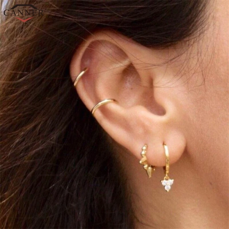 

925 Sterling Silver Cuff Earrings for Women Girls Simple Smooth Ear Cuffs Gold Color Clip Earrings 2019 No Pierced Jewelry H40