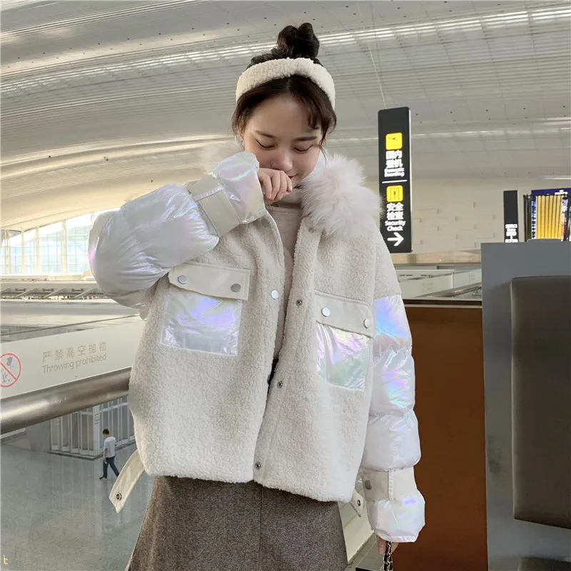 

X2 Lambs Wool Coat Women's Winter Korean-style Loose-Fit CHIC Students Berber Fleece Doubled Linc-Furry Short Short-height Thick