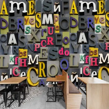 

Dropship Nordic Wallpaper European Wood English Letters Photo Wall Mural 3d Wallpaper Living Room Fototapeta Nowoczesna