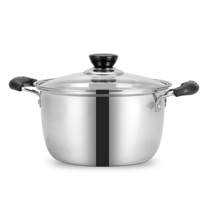 Online Utensilios de cocina olla de acero inoxidable 1.5L 4L olla de sopa de doble base no magnética utensilios de cocina multiusos bandeja antiadherente uso General