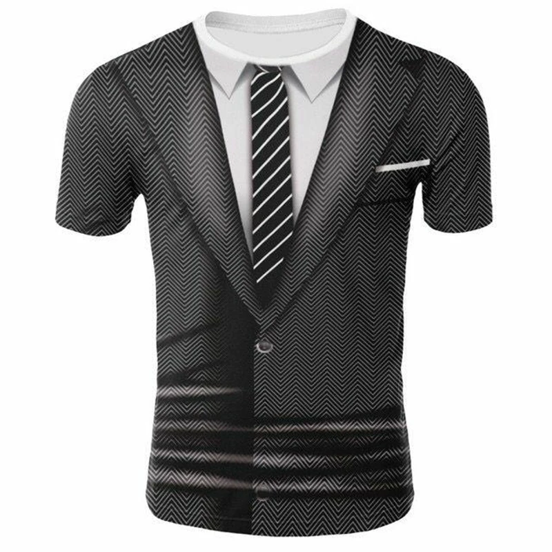 

Summer New Suit Fake Two-Piece Men's Summer Casual 3D T-Shirt