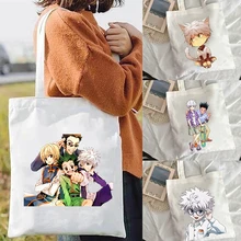 Women Anime Shopping Bag Hunter X Hunter Printing Cotton Cloth Shoulder Bag Eco Handbag Tote Reusable Grocery Shopper Bags