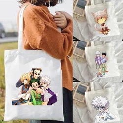 Women Anime Shopping Bag Hunter X Hunter Printing Cotton Cloth Shoulder Bag Eco Handbag Tote Reusable Grocery Shopper Bags