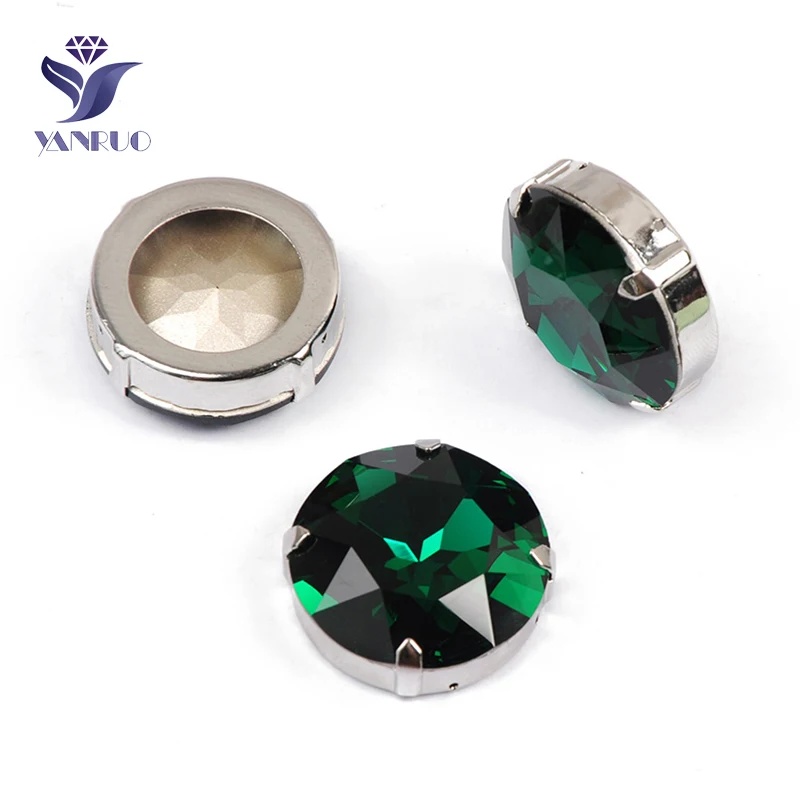 Yanruo 1201 круглая нашивная СТРАЗА стеклянные поделки камни и кристаллы Точка назад большие стразы для украшения - Цвет: Emerald