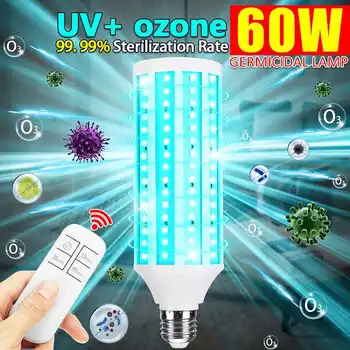 

60W Ultraviolet UV Germicidal Lamps 110V 220V Disinfection Lights UVC Lamp Led Bulb E27 Corn Light Bulbs with Remote Control