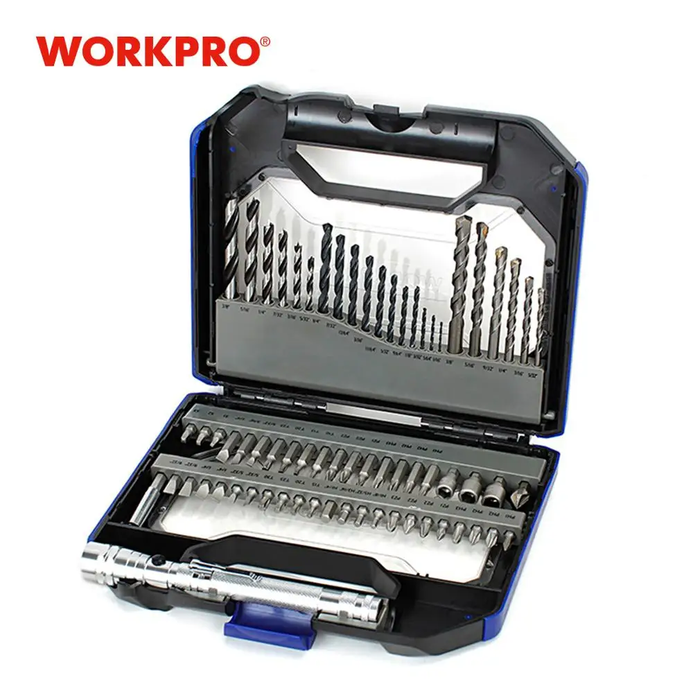 WORKPRO 68PC HSS сверла многофункциональный набор сверл с светодиодный фонарик насадки