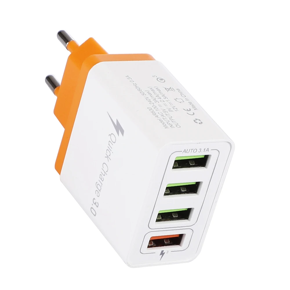 4 порта USB зарядное устройство Быстрая быстрая зарядка настенное зарядное устройство QC 3,0 USB концентратор адаптер питания ЕС/США штекер 4 USB настенное зарядное устройство для мобильного телефона