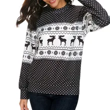 ^#Cheap Autumn Knitted Sweater Women 2019 Christmas Party Retro Elks Print Causal Jumper Winter Warm Oversized Knitwear Black/White XL ^#Cheap Autumn Knitted Sweater Women 2019 Christmas Party Retro Elks Print Causal Jumper Winter Warm Oversized Knitwear Black/White XL