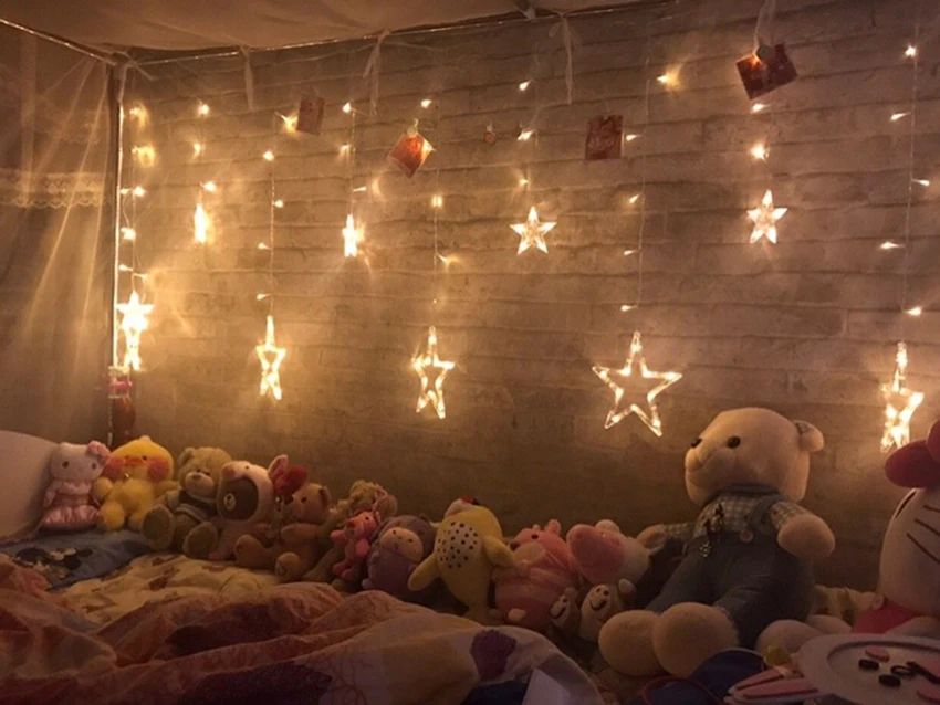 2,5 м 138 светодиодов сосулька светодиодные Звездные сказочные огни Рождественская гирлянда-занавес струнные огни звезда лампа Свадебная вечеринка Новогоднее украшение