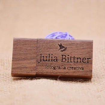

(Over 10pcs Free Logo) Walnut Wooden Usb + Box USB Flash Drive Pen drive 4gb 8gb 16gb 32gb 64gb Memory Stick Photography Gifts