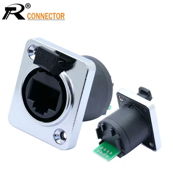 

1pc RJ45 Module plug socket screw type waterproof connector panel mount metal ethernet PCB Network connector
