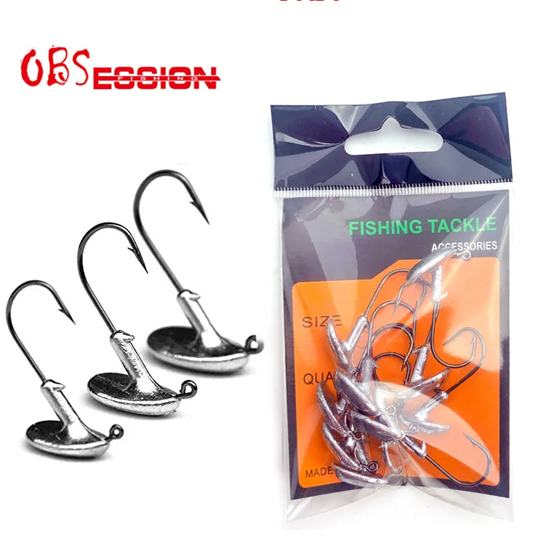 10pcs/bag 3.5g 5g 7g 10g 14g Tumbler Lead Head Hook Jig Bait Fishing Hook  For Soft Lure Fishing Tackle Fishing Tackle Accessorie