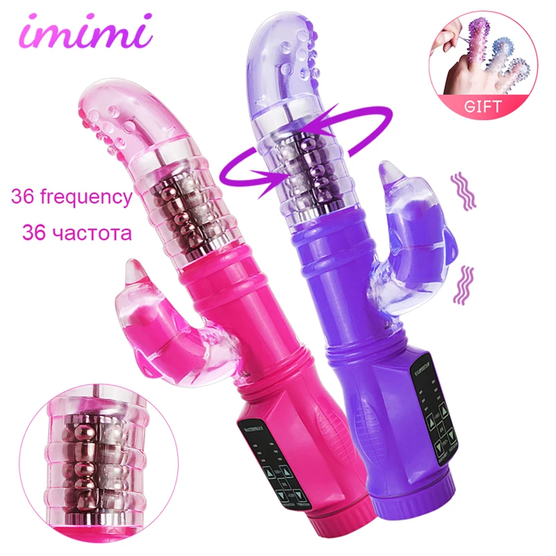Rechargeable Double Rotator Vibrators Female Sexy Toys for Women Rabbit G-Spot Dildo Vibrator Clitoris Strapon Masturbator