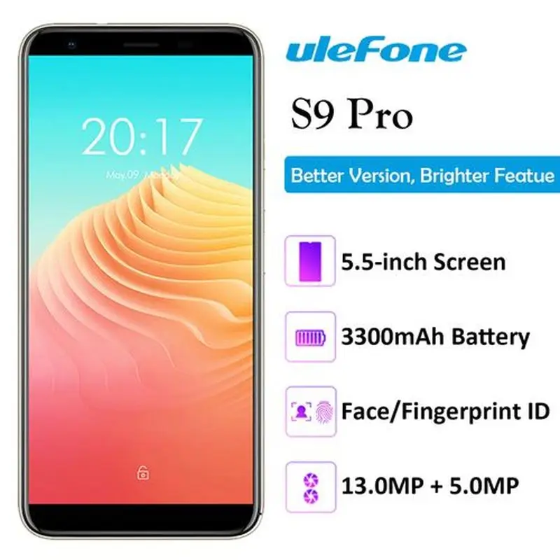 Смартфон Ulefone S9 PRO 2 Гб ОЗУ 16 Гб ПЗУ 5," 4G LTE телефон MTK6739 четырехъядерный Android 8,1 МП отпечаток пальца мобильный телефон