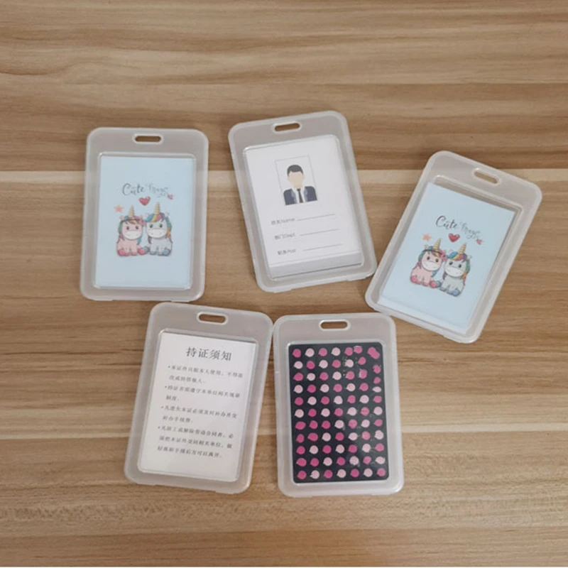5pcs / 10pcs Transparent Plastic Card Holder Cover Card Holders Women Men Kids ID Name Cards Protector Cover for Bank Bus Credit