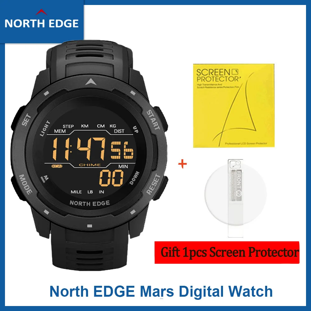 Подарок мягкая пленка оригинальные цифровые часы NORTH EDGE Mars мужские спортивные с