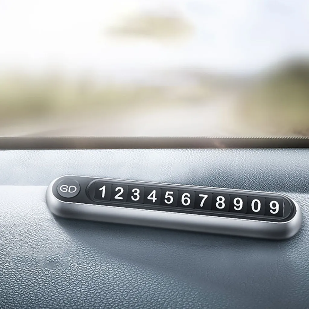 

Push-button Type Car Number Plate Metal High Temperature Temporary Parking Card Car Accessories Interior Phone Number Card