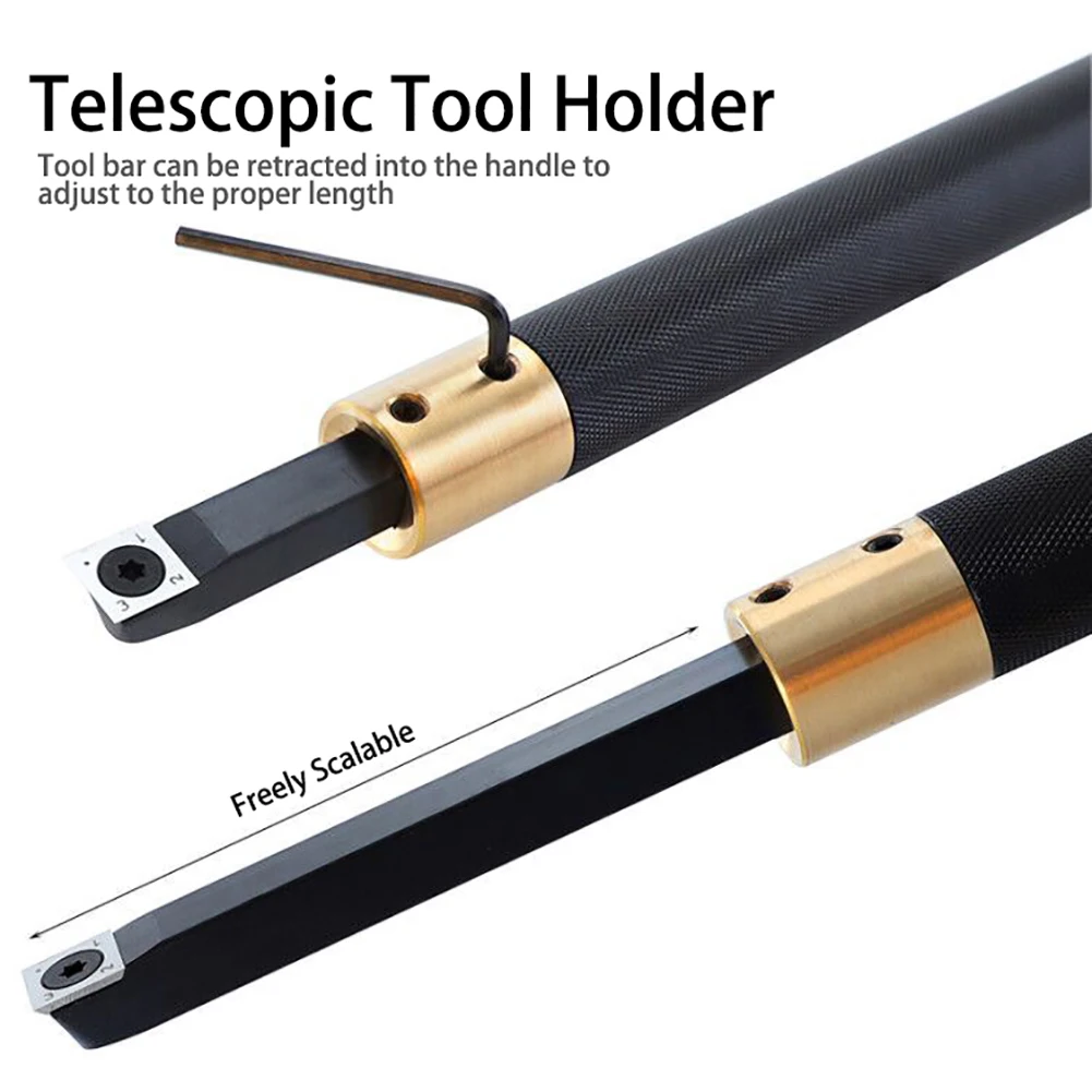 

5pcs Wood Turning Tool Chisel Changeable Tungsten Carbide Blades Tip Lathe Tool Insert Cutter Can Match Woodworking Tool