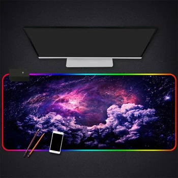 

Anime Cosmic Nebula RGB Gaming Mouse Pad Gamer Computer Mousepad Backlit Mause Large Desk Keyboard LED Mice Mat