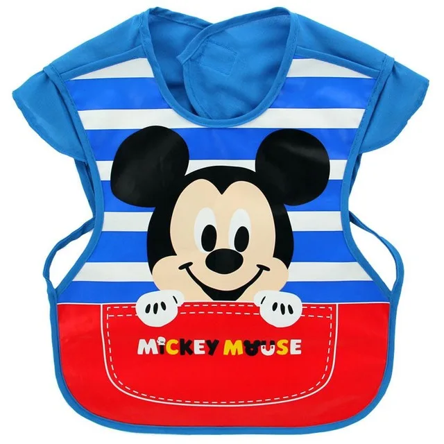 Disney Cute Baby Bibs Waterproof Short Sleeve Apron Children Feeding Smock Bib Burp Clothes Soft Eat Toddler Baberos Bavoir Bibs - Цвет: 4