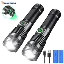 

2PCS XHP50.2 LED Flashlight Built-in Battery Torch USB Light Charging 5 Modes Flashlight With Zoomable Power Display