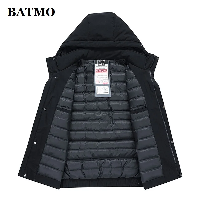 BATMO 80% Белые куртки с капюшоном на утином пуху для мужчин, мужские толстые пуховики, большие размеры M-4XL 96809