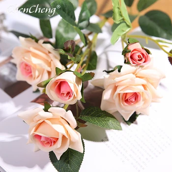 

CHENCHENG 5 Heads 64 CM Artificial Flower Rose Bouquet Fake Flower Wedding Home Living Room Table Decoration