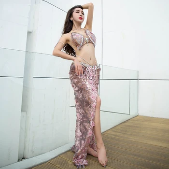 

2020 New High-end Belly Dance Costume Women's Sense Bra + Long Skirt 2 Piece Set Oriental Dance Competition Dance Clothes